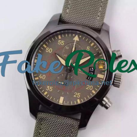 Replica IWC Pilot IWC388002 Chronograph PVD Green Dial Swiss 7750