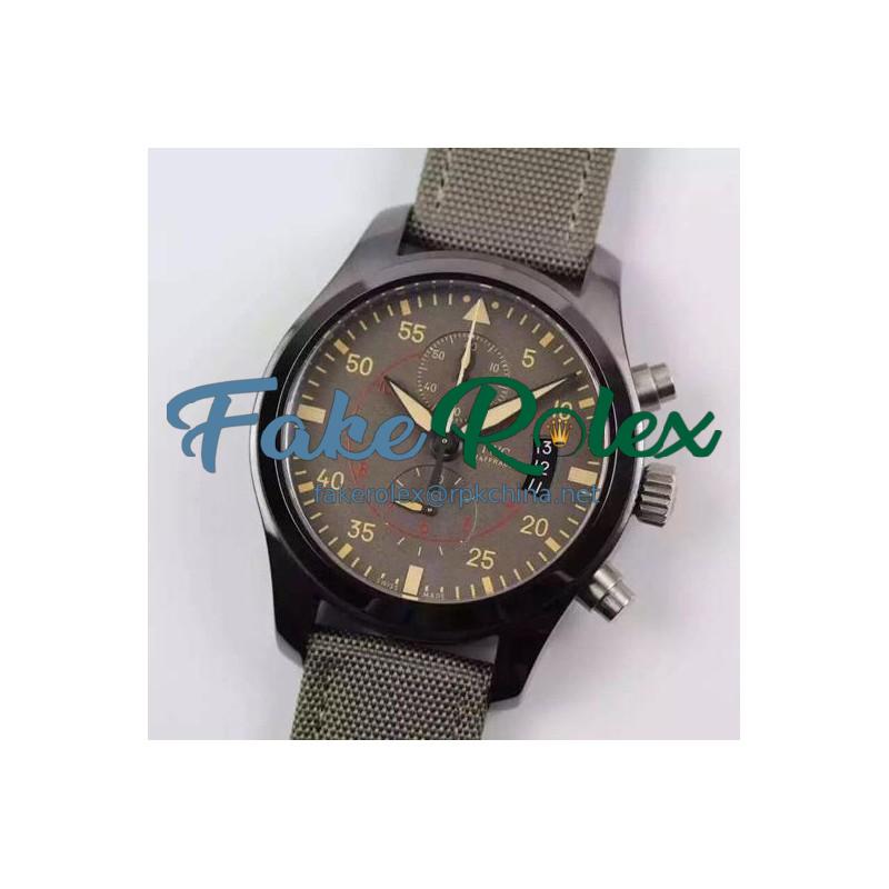 Replica IWC Pilot IWC388002 Chronograph PVD Green Dial Swiss 7750