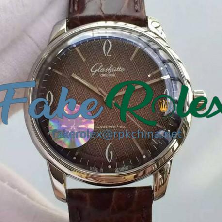 Replica Glashutte Senator Sixties Stainless Steel Brown Dial Swiss Caliber 39-52