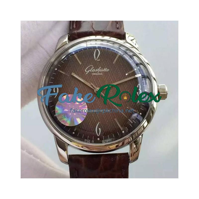 Replica Glashutte Senator Sixties Stainless Steel Brown Dial Swiss Caliber 39-52