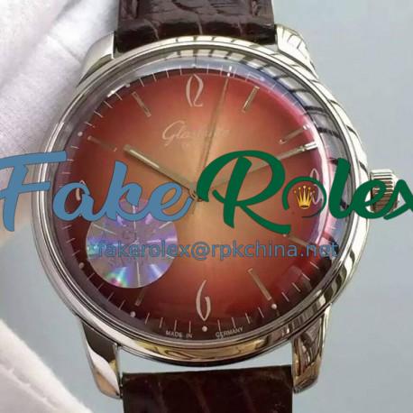 Replica Glashutte Senator Sixties Stainless Steel Red Dial Swiss Caliber 39-52