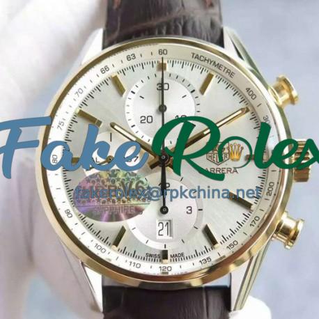 Replica Tag Heuer Carrera Calibre 1887 Stainless Steel Yellow Gold Bezel White Dial Swiss 1887