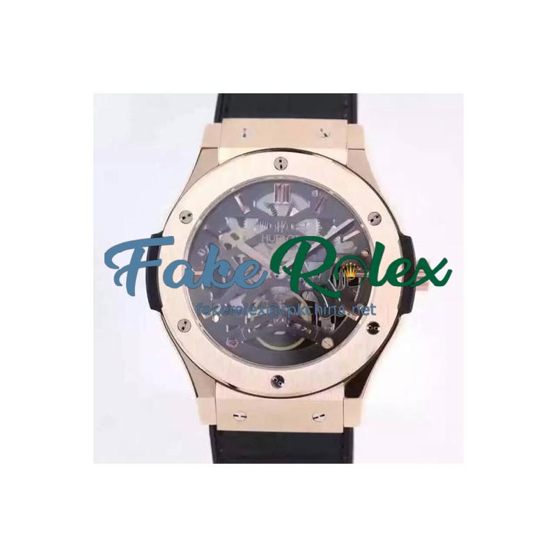 Replica Hublot Classic Fusion Prototype Rose Gold Black Skeleton Dial Swiss Skeleton