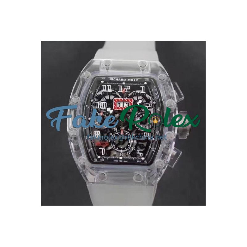 Replica Richard Mille RM011-FM Shappire Black & Skeleton Dial Swiss 7750