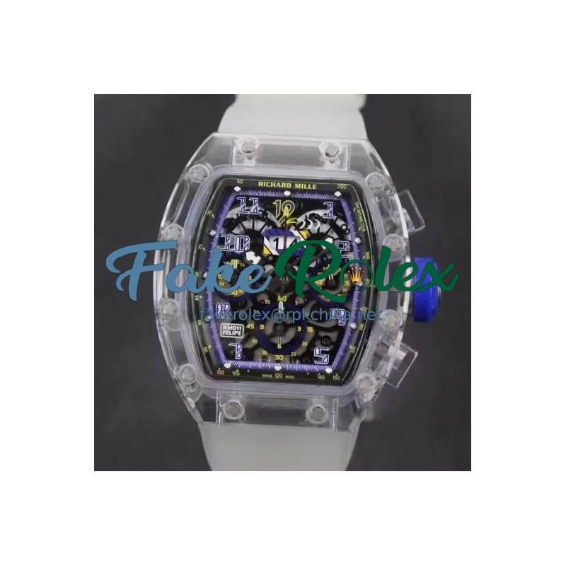 Replica Richard Mille RM011-FM Shappire Blue & Skeleton Dial Swiss 7750