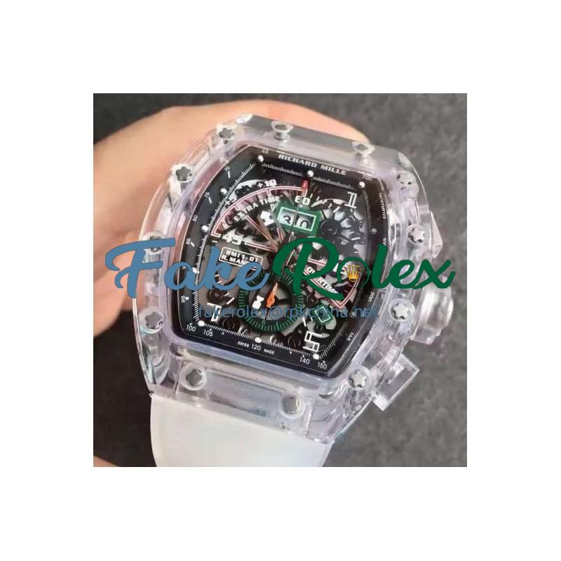 Replica Richard Mille RM011-01 R Mancini Shappire Black & Skeleton Dial Swiss 7750