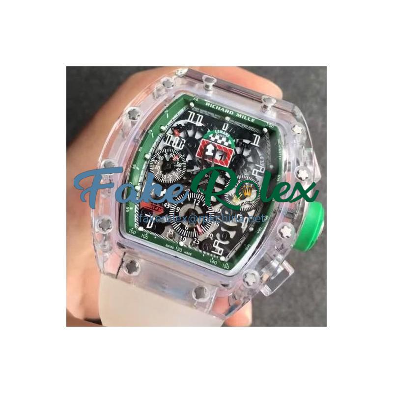 Replica Richard Mille RM011-FM Shappire Green & Skeleton Dial Swiss 7750