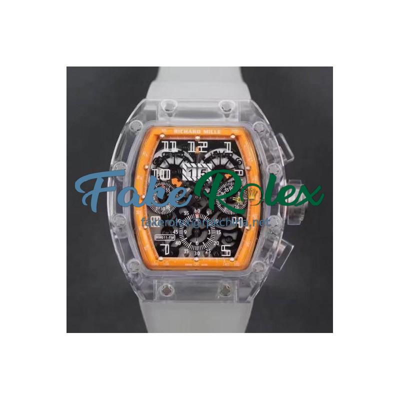 Replica Richard Mille RM011-FM Shappire Orange & Skeleton Dial Swiss 7750