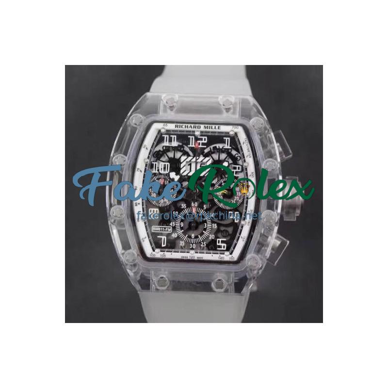 Replica Richard Mille RM011-FM Shappire White & Skeleton Dial Swiss 7750