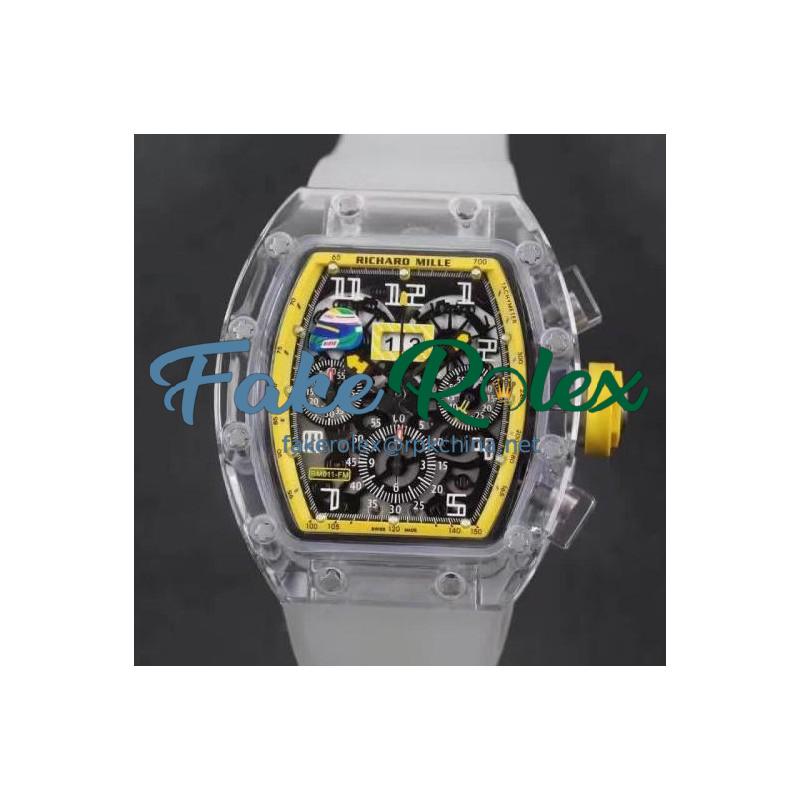 Replica Richard Mille RM011-FM Shappire Yellow & Skeleton Dial Swiss 7750