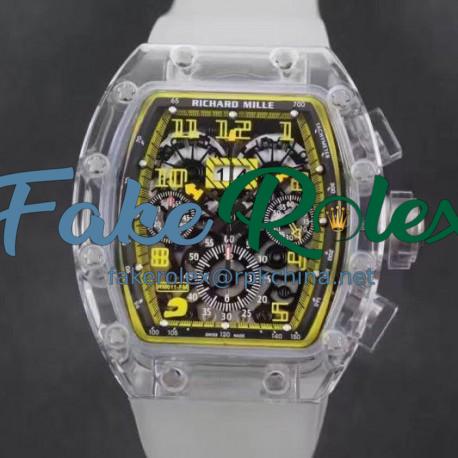 Replica Richard Mille RM011-FM Shappire Black & Yellow Skeleton Dial Swiss 7750