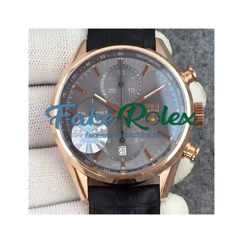 Replica Tag Heuer Carrera Calibre 1887 Rose Gold  Gray Dial Swiss 1887