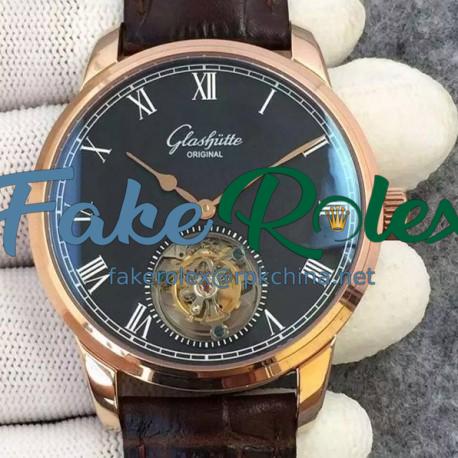 Replica Glashutte Original Senator Excellence Tourbillon Rose Gold Black Dial Swiss Tourbillon