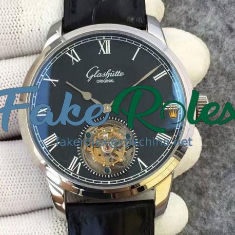 Replica Glashutte Original Senator Excellence Tourbillon Stainless Steel Black Dial Swiss Tourbillon