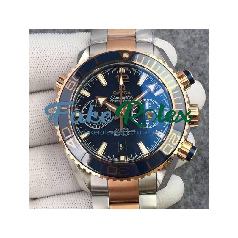 Replica Omega Seamaster Planet Ocean 600M Chronograph Stainless Steel & Rose Gold Blue Dial Swiss 9301