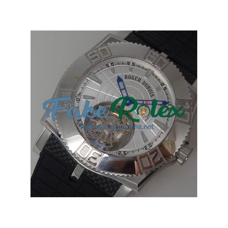 Replica Roger Dubuis Excalibur Easy Diver Tourbillon Stainless Steel Silver Dial Swiss Tourbillon