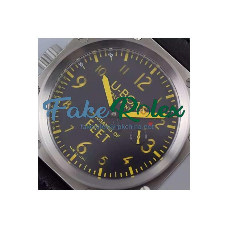 Replica U-Boat Thousands Of Feet 1918 Stainless Steel Black & Yellow Dial Swiss 6497