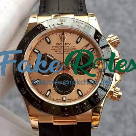 Replica Rolex Daytona Cosmograph 116515 JH Rose Gold Gold & Black Dial Swiss 4130 Run 6@SEC