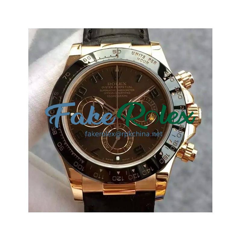 Replica Rolex Daytona Cosmograph 116515LN JH Rose Gold Brown Dial Swiss 4130 Run 6@SEC