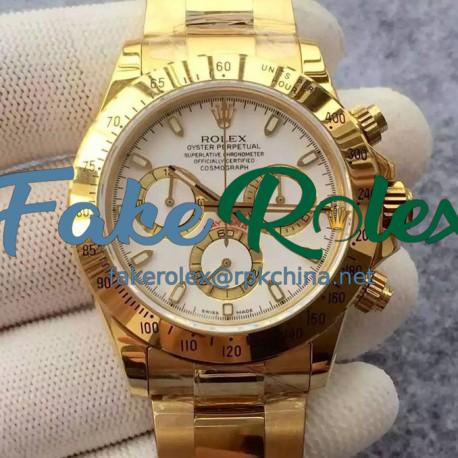 Replica Rolex Daytona Cosmograph 116508 JH Yellow Gold White Dial Swiss 4130 Run 6@SEC