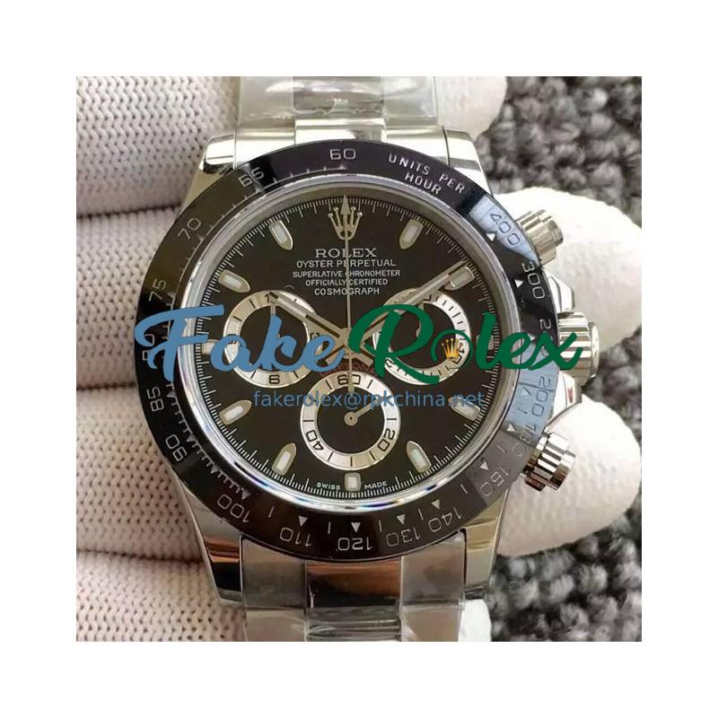 Replica Rolex Daytona Cosmograph 116500LN JH Stainless Steel Black Dial Swiss 4130 Run 6@SEC