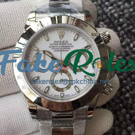 Replica Rolex Daytona Cosmograph 116520 JH Stainless Steel White Dial Swiss 4130 Run 6@SEC