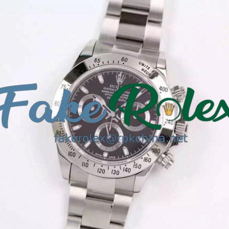 Replica Rolex Daytona Cosmograph 116520 JF Stainless Steel Black Dial Swiss 7750 Run 6@SEC