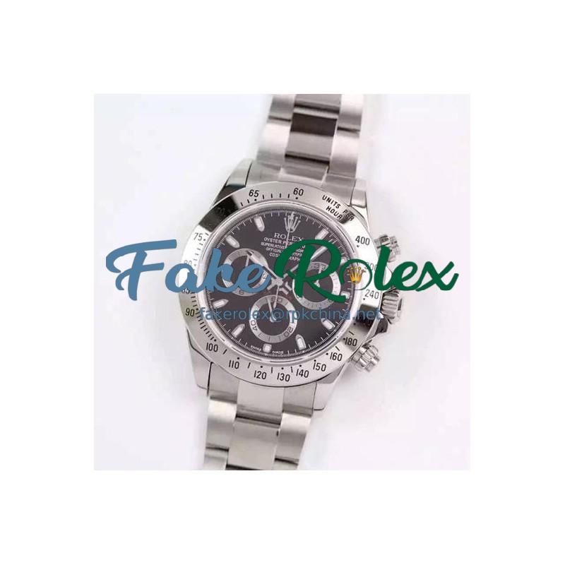 Replica Rolex Daytona Cosmograph 116520 JF Stainless Steel Black Dial Swiss 7750 Run 6@SEC