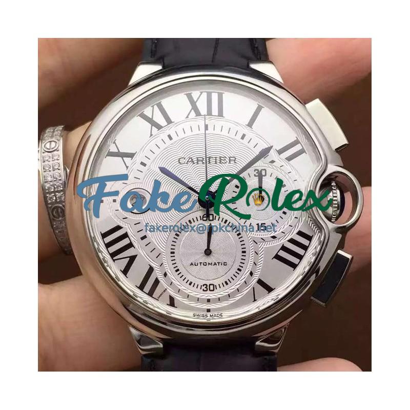 Replica Cartier Ballon Bleu Chronograph SS White Dial Swiss 7750