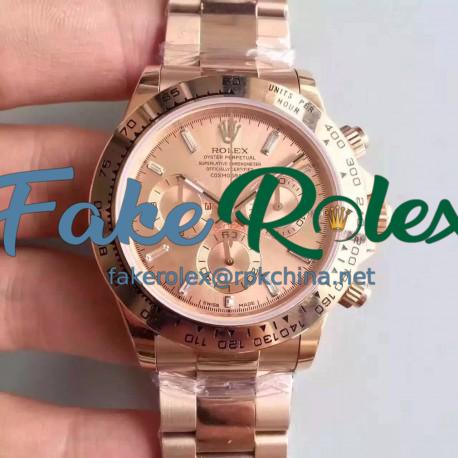 Replica Rolex Daytona Cosmograph 116505 JH Rose Gold Gold & Diamonds Dial Swiss 4130 Run 6@SEC