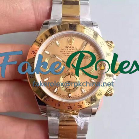 Replica Rolex Daytona Cosmograph 116503 JH Yellow Gold & Stainless Steel Gold Dial Swiss 4130 Run 6@SEC