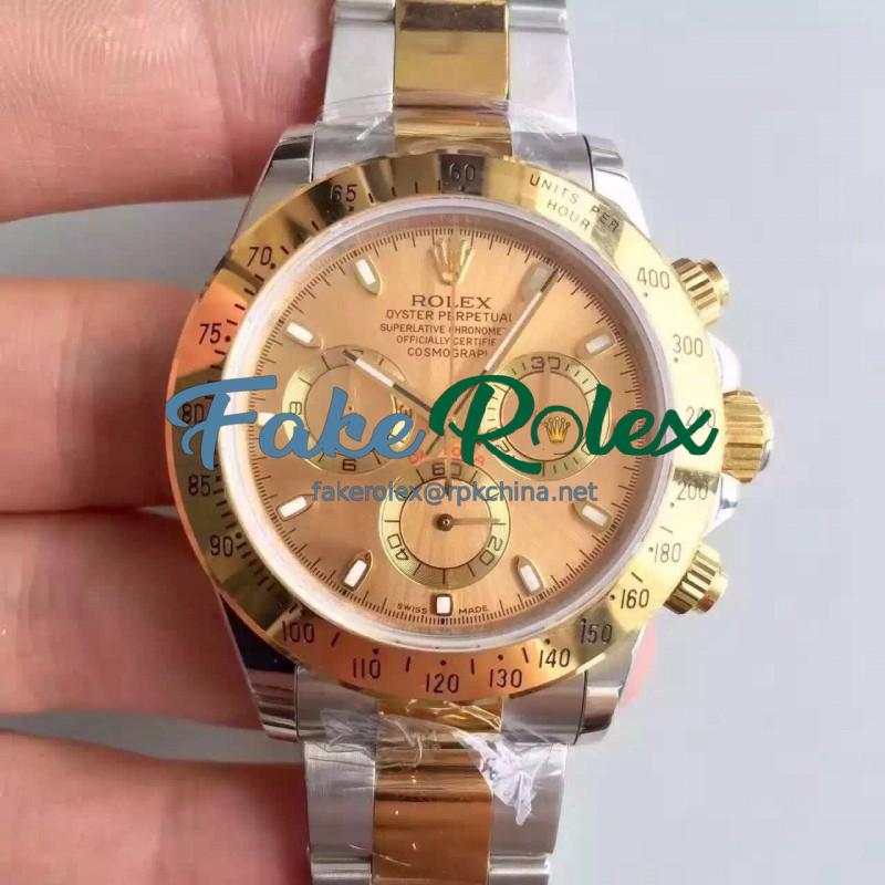 Replica Rolex Daytona Cosmograph 116503 JH Yellow Gold & Stainless Steel Gold Dial Swiss 4130 Run 6@SEC