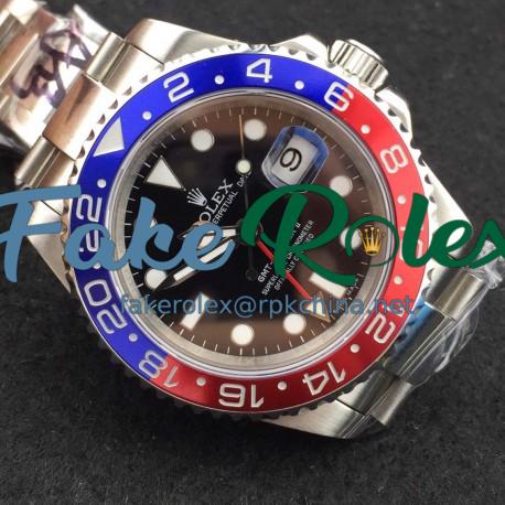 Replica Rolex GMT-Master II 116719BLRO BP Stainless Steel Black Dial Swiss 3186