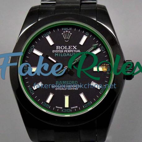 Replica Rolex Milgauss 116400GV Bamford JF PVD Black Dial Swiss 2836-2