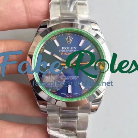 Replica Rolex Milgauss 116400GV JF Stainless Steel Blue Dial Swiss 3131