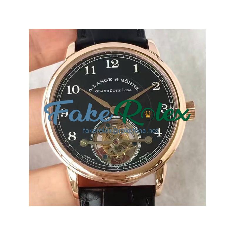 Replica A. Lange & Sohne 1815 Tourbillon 730.032 Rose Gold Black Dial Swiss L102.1