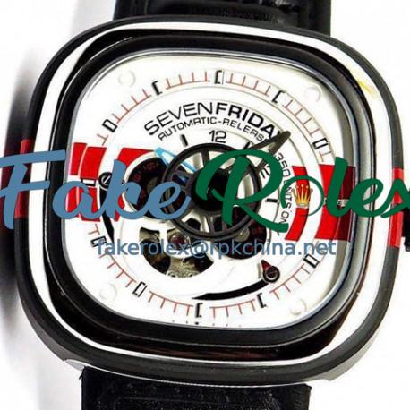 Replica Sevenfriday P3 BB PVD White & Red Dial Miyota 82S7