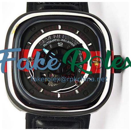 Replica Sevenfriday P3 BB PVD Black & Red Dial Miyota 82S7