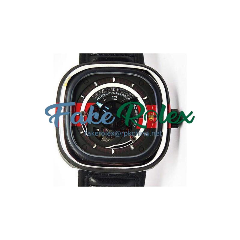 Replica Sevenfriday P3 BB PVD Black & Red Dial Miyota 82S7