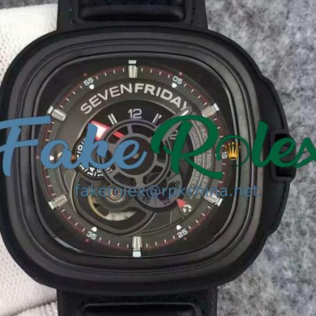 Replica SevenFriday Industrial Engines SF-P3/01 B0562 PVD Black Dial Miyota 82S7