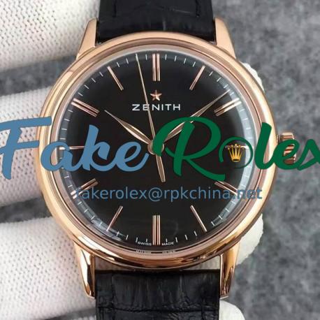 Replica Zenith Elite 6150 18.2270.6150/01.C498 Rose Gold Black Dial Swiss Elite 6150