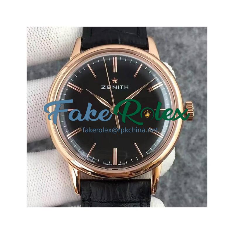 Replica Zenith Elite 6150 18.2270.6150/01.C498 Rose Gold Black Dial Swiss Elite 6150