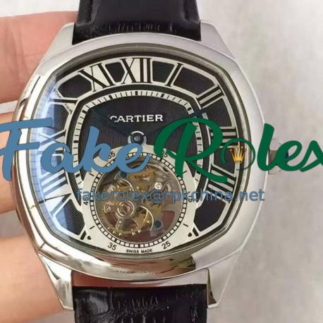 Replica Drive De Cartier Tourbillon W4100013 JF Stainless Steel Black Dial Swiss Tourbillon 9452MC