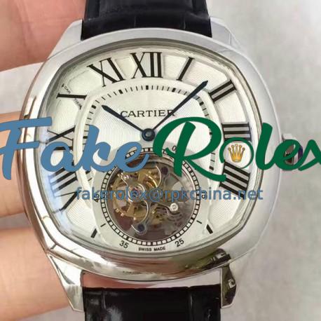 Replica Drive De Cartier Tourbillon W4100013 JF Stainless Steel White Dial Swiss Tourbillon 9452MC