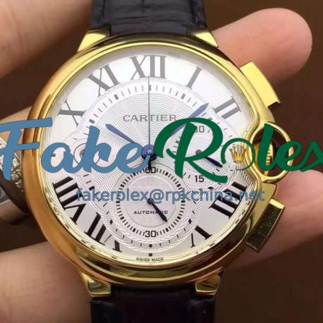 Replica Cartier Ballon Bleu Chronograph YG White Dial Swiss 7750