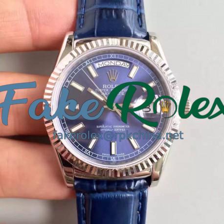 Replica Rolex Day-Date 118139 36MM V5 Stainless Steel Blue Dial Swiss 2836-2