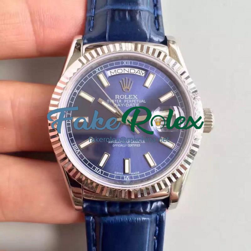 Replica Rolex Day-Date 118139 36MM V5 Stainless Steel Blue Dial Swiss 2836-2