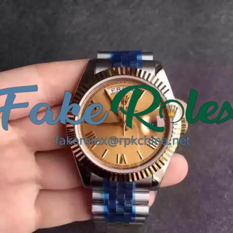 Replica Rolex Day-Date 116233 36MM V5 Stainless Steel & Yellow Gold Gold Dial Swiss 2836-2