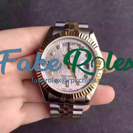 Replica Rolex Day-Date 116233 36MM V5 Stainless Steel & Yellow Gold White Rolex Dial Swiss 2836-2