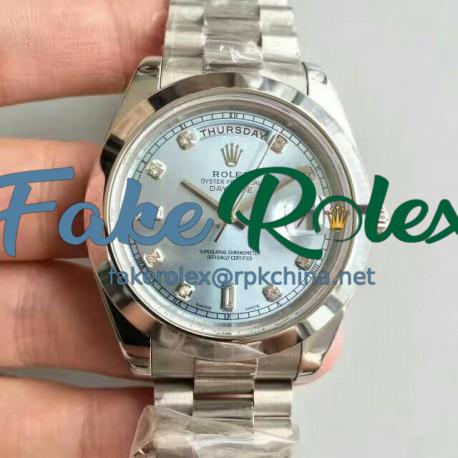 Replica Rolex Day-Date II 218206 41MM V6 Stainless Steel Blue Dial Swiss 2836-2